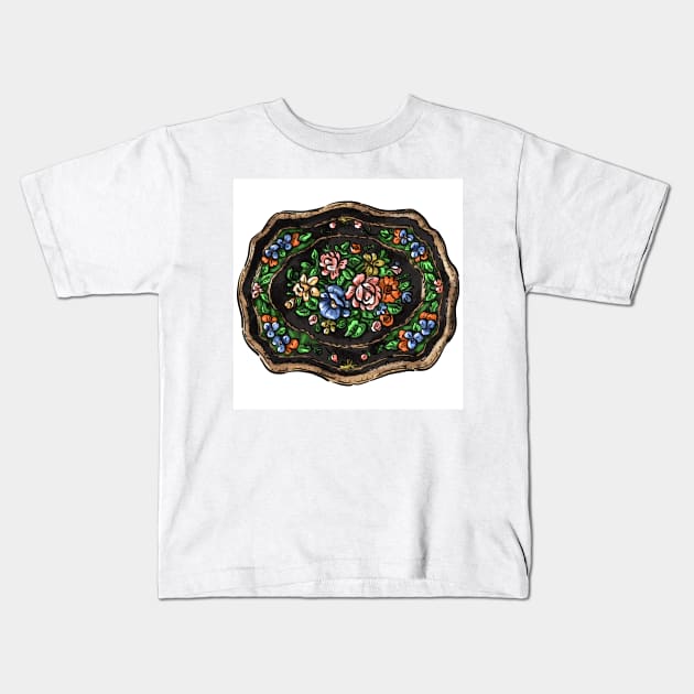 Traditional russian folk print zhostovo tray Kids T-Shirt by Melniklenart